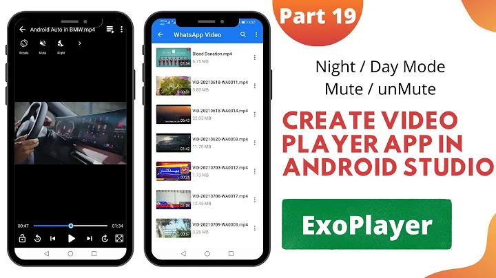 Video Player App in Android Studio (Part 19) | Mute/unMute | Night Mode in Video Player App