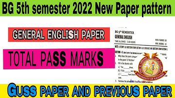 BG 5th semester General English Guess paper | Kashmir University |new Paper pattern| previous paper