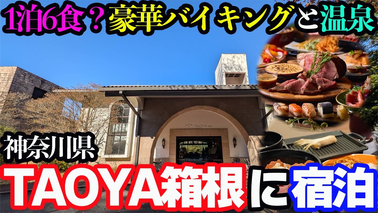 【豪華】1泊6食!!ずっと食べ飲み放題の大江戸温泉最上級宿「TAOYA箱根」に泊まり、豪快バイキングと温泉をオールインクルーシブで堪能する1泊2日。