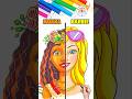 Draw Moana and Barbie Cute | Draw Pretty Moana VS. Barbie Tutorial 🌈👸🏽 #moana #barbie #shorts