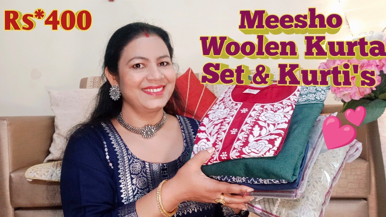 Under 400 ₹* Meesho Winter Kurta Set & Kurti's Haul 💕 Winter Woolen Kurti's & Kurta Set 