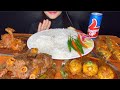 ASMR:SPICY CHICKEN CURRY+MUTTON CURRY+EGG CURRY+ FISH CURRY+WHITE RICE+SALAD *BIG BITES* FOOD VIDEOS