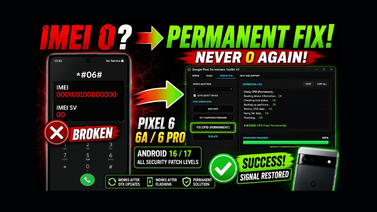 Google Pixel 6, 6a, 6 pro IMEI 0 Permanent Fix After OTA Update