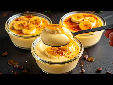 ¿Tienes Leche y Plátano?Un postre Delicioso y casero en 5 minutos! Sin horno! Muy económico 