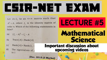 CSIR-NET MATHEMATICS LECTURE #5 ||LINEAR ALGEBRA||PREVIOUS YEARS SOLUTIONS 2015 || ~Dr. Ritu Sharma~