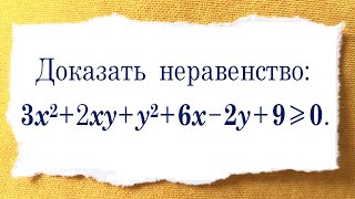 картинка: Путь к решению ➜ Доказать неравенство ➜ 3x²+2xy+y²+6x-2y+9≥0 ➜ Задача от Звавича