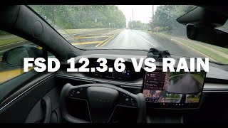 LATEST TESLA FSD 12.3.6 VS RAIN!