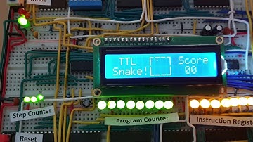 Snake! on my Ben Eater inspired 8-bit breadboard computer (source code and emulator available)