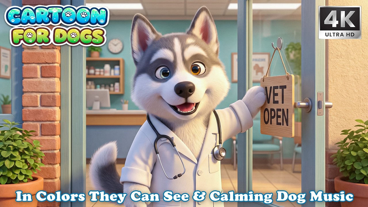 Cartoon for Dogs: Dr. Husky Is on Duty! 🐶🩺 Calming Cartoon & Relaxing Music for Dogs when Home Alone
