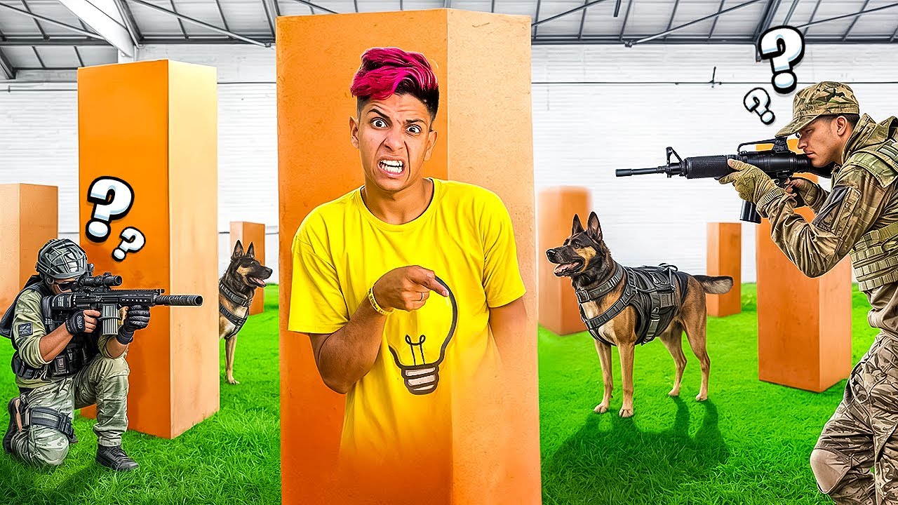 ESCONDE ESCONDE NAS CAIXA VS CÃO POLICIAL *Desafio extremo