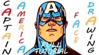 DRAWING TUTORIAL-FULL: How to Draw CAPTAIN AMERICA Face Step by Step Easy | Marvel Superheroes