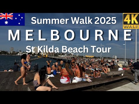 Melbourne Australia Walking Tour Walk Through St Kilda Beach Melbourne 4K