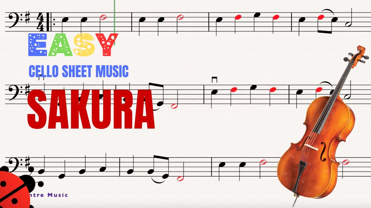 ガラス絵「ひなげしチェロ」 Sakura - Easy Cello Sheet Music - YouTube