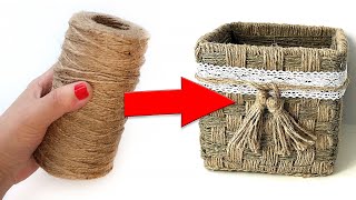 DIY Wicker basket with Jute Rope and Cardboard  | Jute Rope Basket | Jute weave