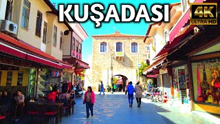KUŞADASI TÜRKİYE CITY CENTER WALKING TOUR | 10 March 2024 | 4k UHD 60fps