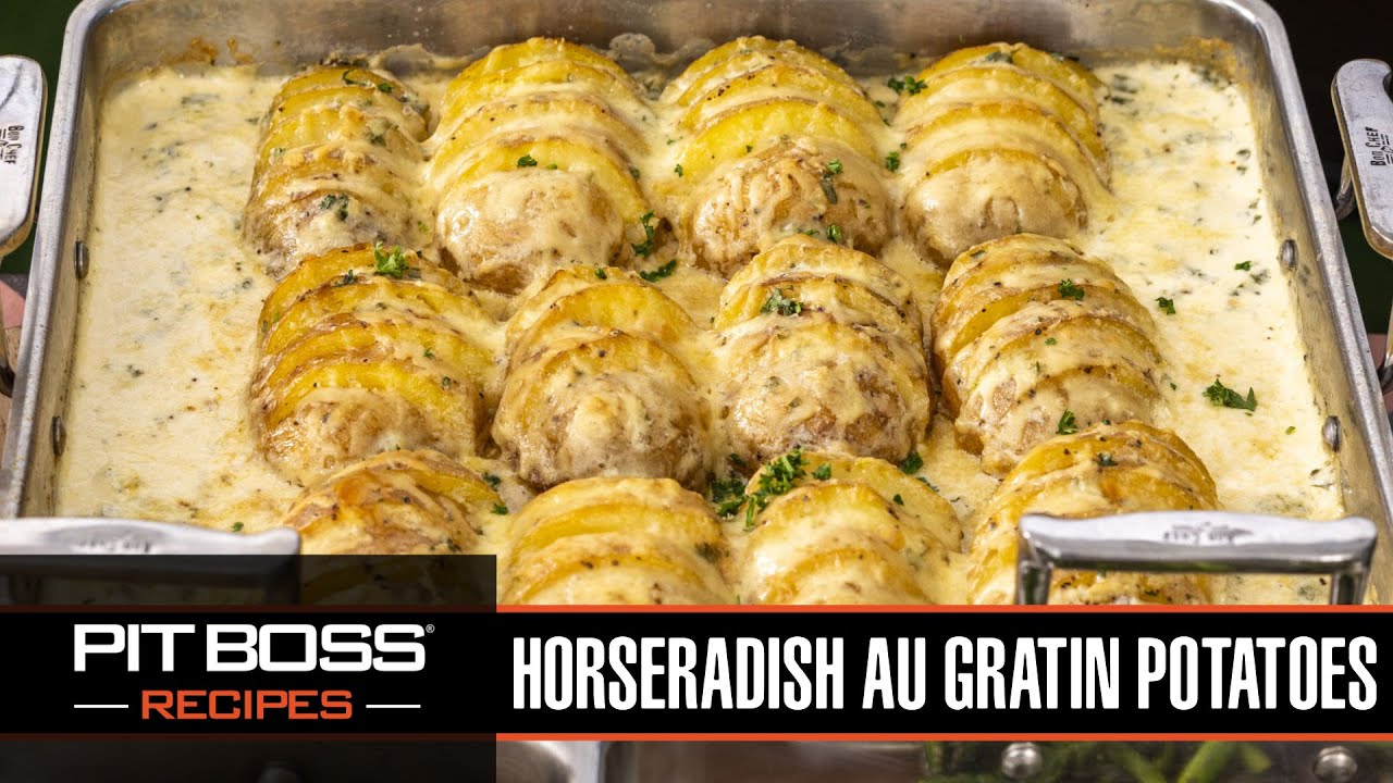 Cheesy & Creamy Au Gratin Potatoes on a Pellet Grill Pit Boss Grills