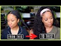 BEST HEADBAND WIG EVER 😱 5 MINUTES OR LESS NO GLUE, NO LACE!  | UNICE HAIR