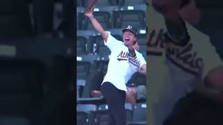 Oakland A’s fan catches 3 foul balls at 1 game! #mlb #athletics #baseball