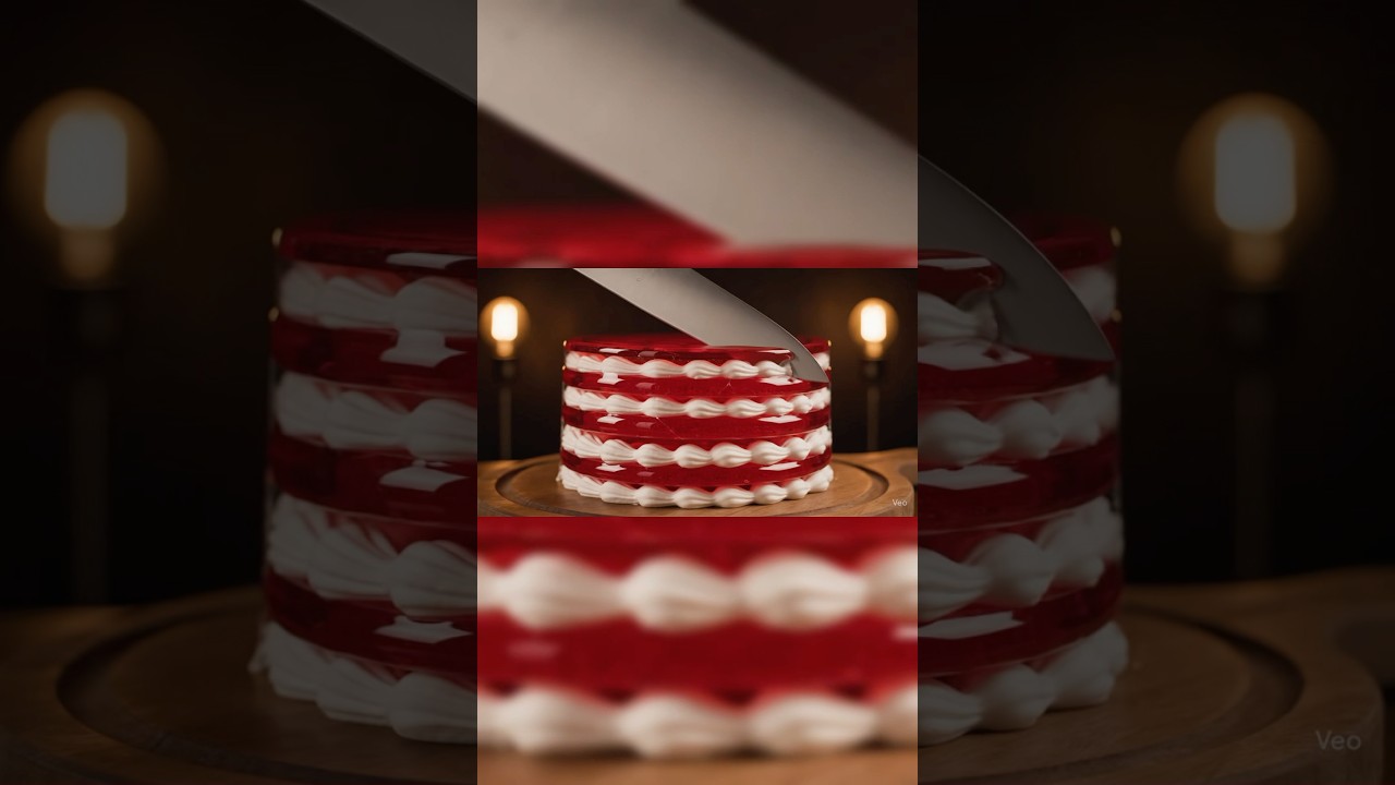 Satisfying Glass Red Velvet Cake Cutting 🍰✨ | 6-Layer ASMR Perfection 