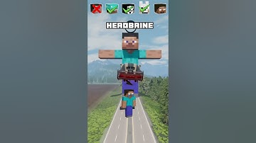 NOOB vs PRO vs HACKER vs HEROBRINE Car jump challenge! 😎🚗 #shorts #beamngdrive