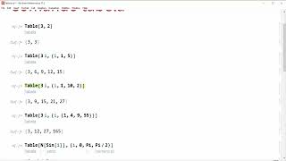 Aula 5 -  Criar tabelas no wolfram Mathematica.