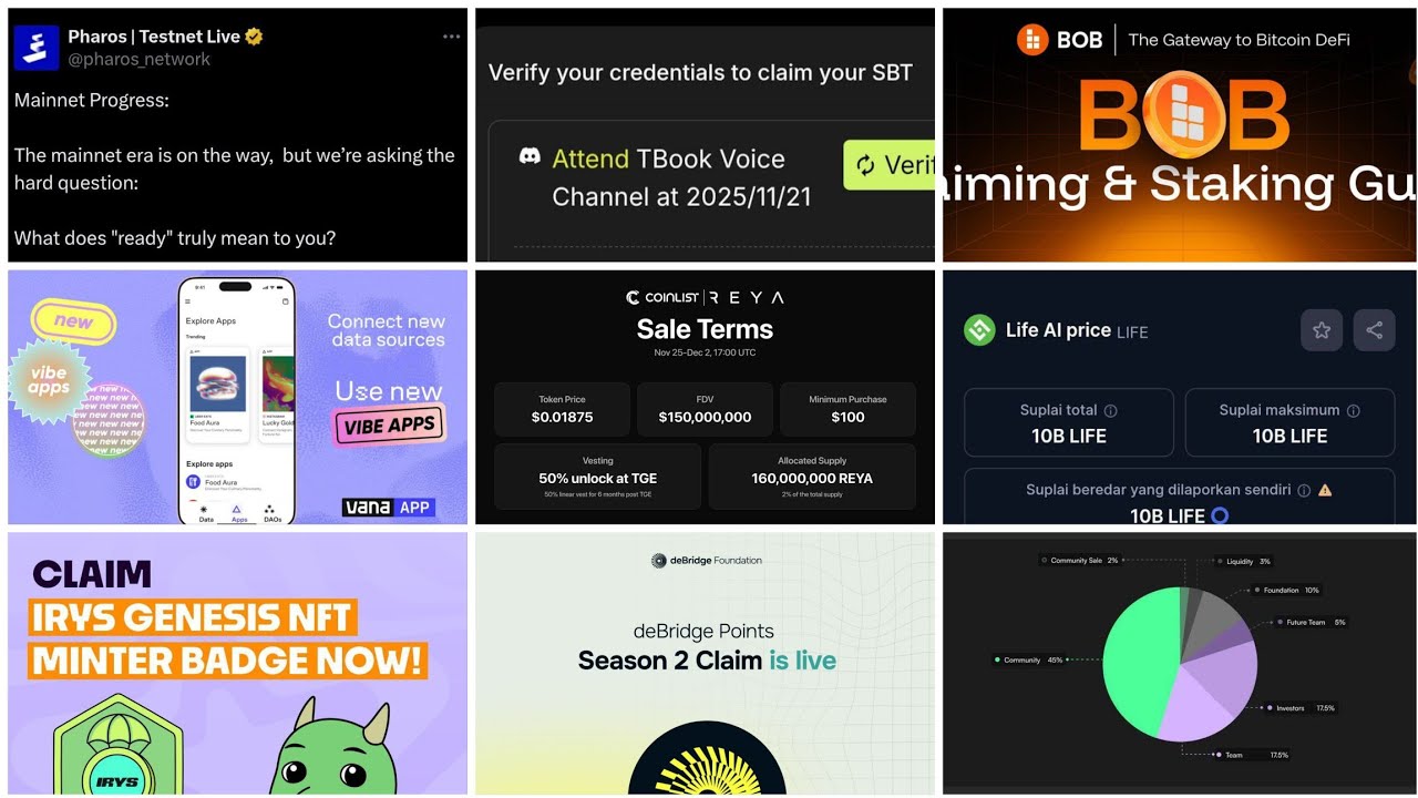 (20-Nov-25) Airdrops Updates - Reya, Irys, Prism, Ritual, Lighter, Pharos, Tbook, Datagram, etc.