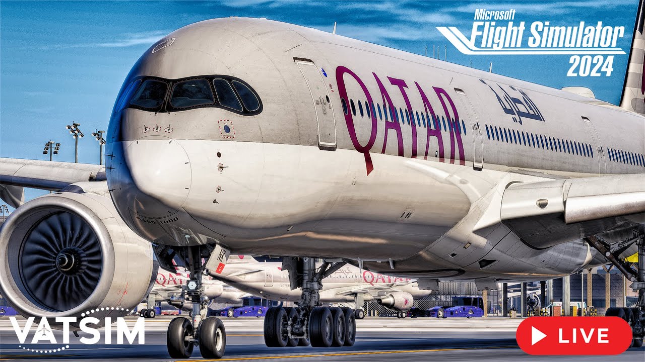 LIVESTREAM: Amsterdam to Doha Full Flight | Qatar Airways A350 | MSFS 2024