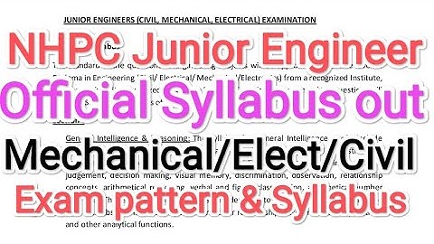 #NHPC Junior engineer official Syllabus out | nhpc Junior engineer exam pattern & syllabus