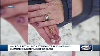 Woman's diamond ring found in piles of garbage by Walpole recycling attendants