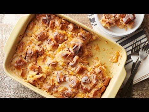 Cinnamon Roll-Peach Pie Breakfast Casserole | Pillsbury Recipe