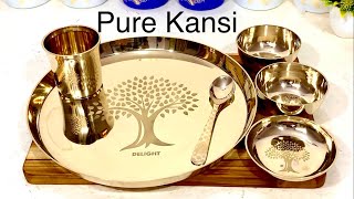 Pure Kansa Thali Set Ayurvedic Healthy Utensil Benefits Bronze Set Bhojandinnerthali Set