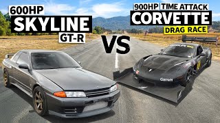 600hp Nissan Skyline GT-R vs 900hp Time Attack Corvette Z06 // THIS vs THAT