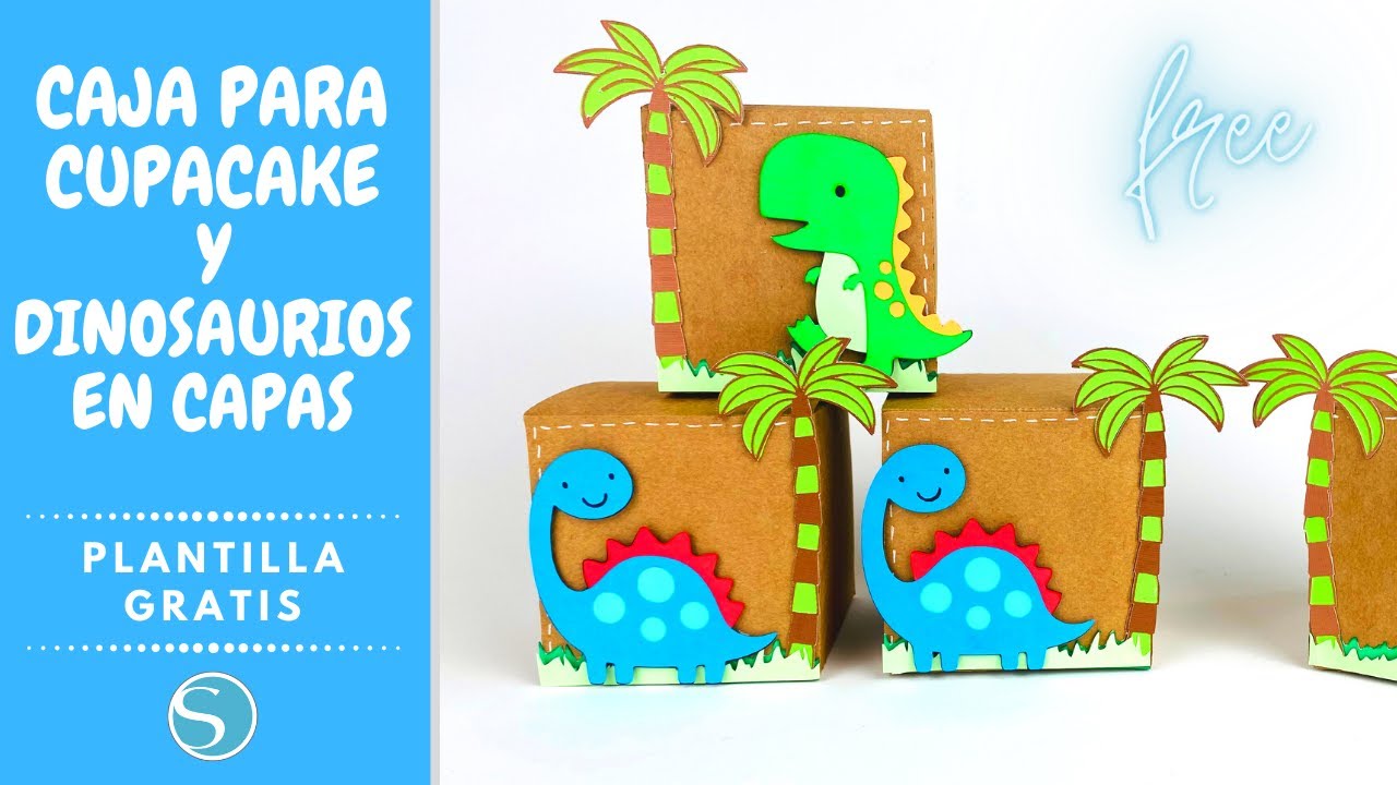 Discriminación cortesía imperdonable Caja Cupcake. Tema Dinosaurios bebé. Archivos gratis Silhouette. - YouTube