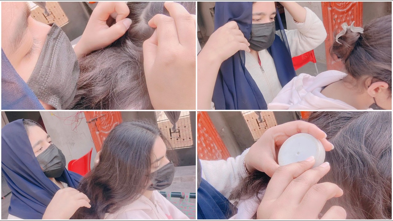 Brown hair nits picking by Noor
