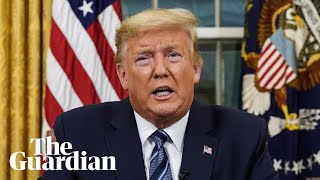 Us president donald trump has announced a ban on travellers to the
united states from europe during televised address nation. will be in
pla...