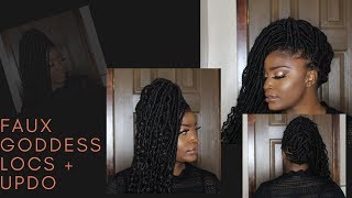 *PROTECTIVE STYLE* FAUX GODDESS LOCS + QUICK UPDO!