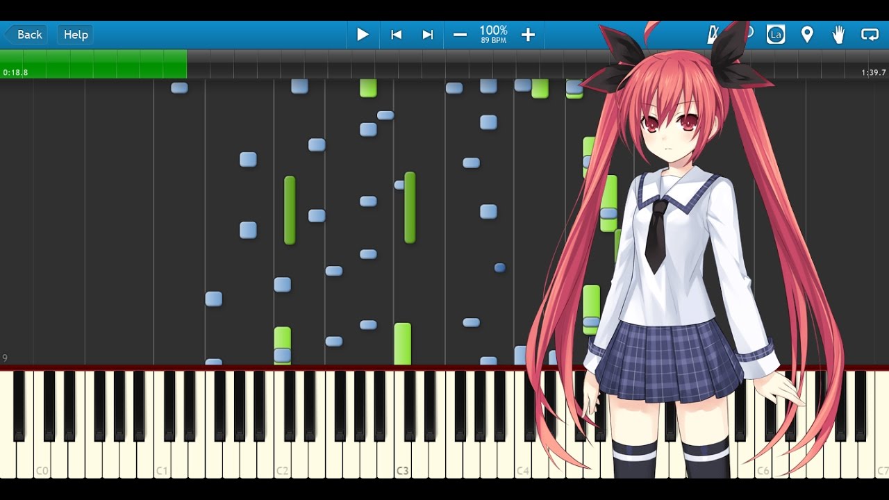 Date a live OP (Piano + Strings) [Synthesia Tutorial + Midi file] [Mynodex]