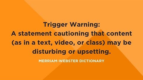 Trigger Warnings: What