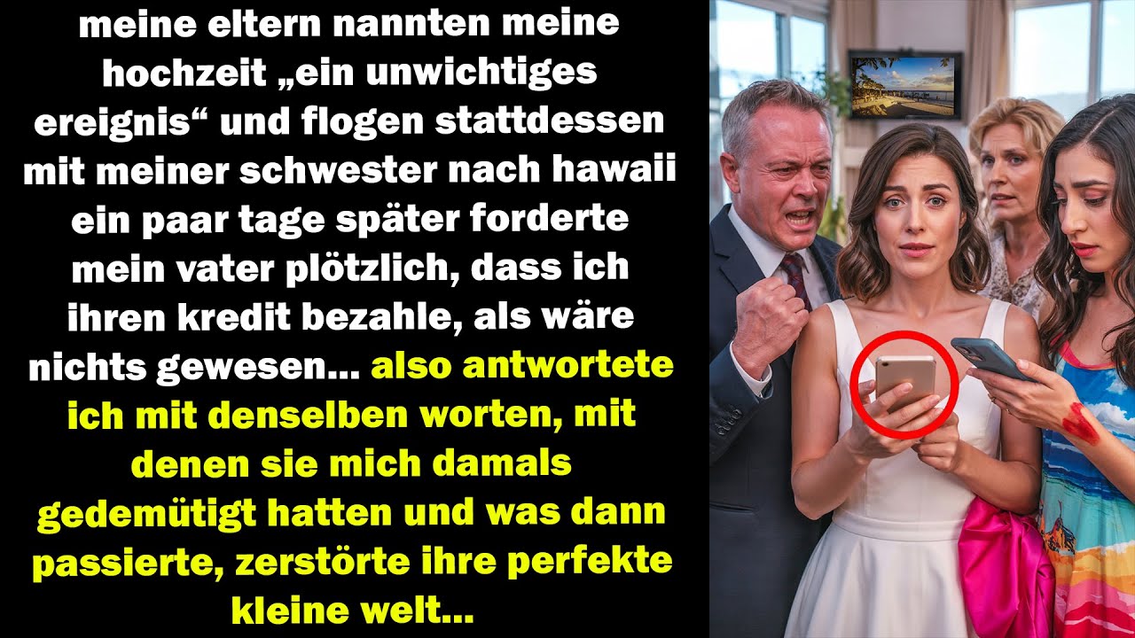 sie nannten meine hochzeit „unwichtig“ – doch dann wollte mein vater, dass ich ihren kredit zahle