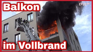 BALKONBRAND LEIPZIG-ZENTRUM-SÜD🔥Feuerwehr trifft ein und nutzt Drehleiter für schnellen Erstangriff🚒