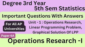 Degree 5th sem statistics paper 6A unit-1 important questions with answers #operations_research #bsc