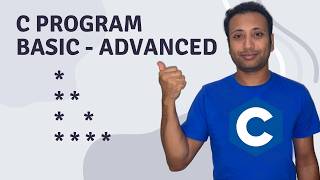 C Program English Tutorial 100 : Pattern | hollow triangle