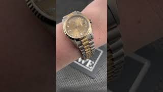 Rolex President Day Date Tridor White Yellow Rose Gold Diamond 18239 Wrist Roll | SwissWatchExpo