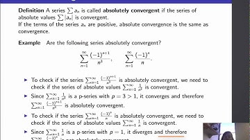 Calculus II, Lecture 25, V1 Absolute Convergence