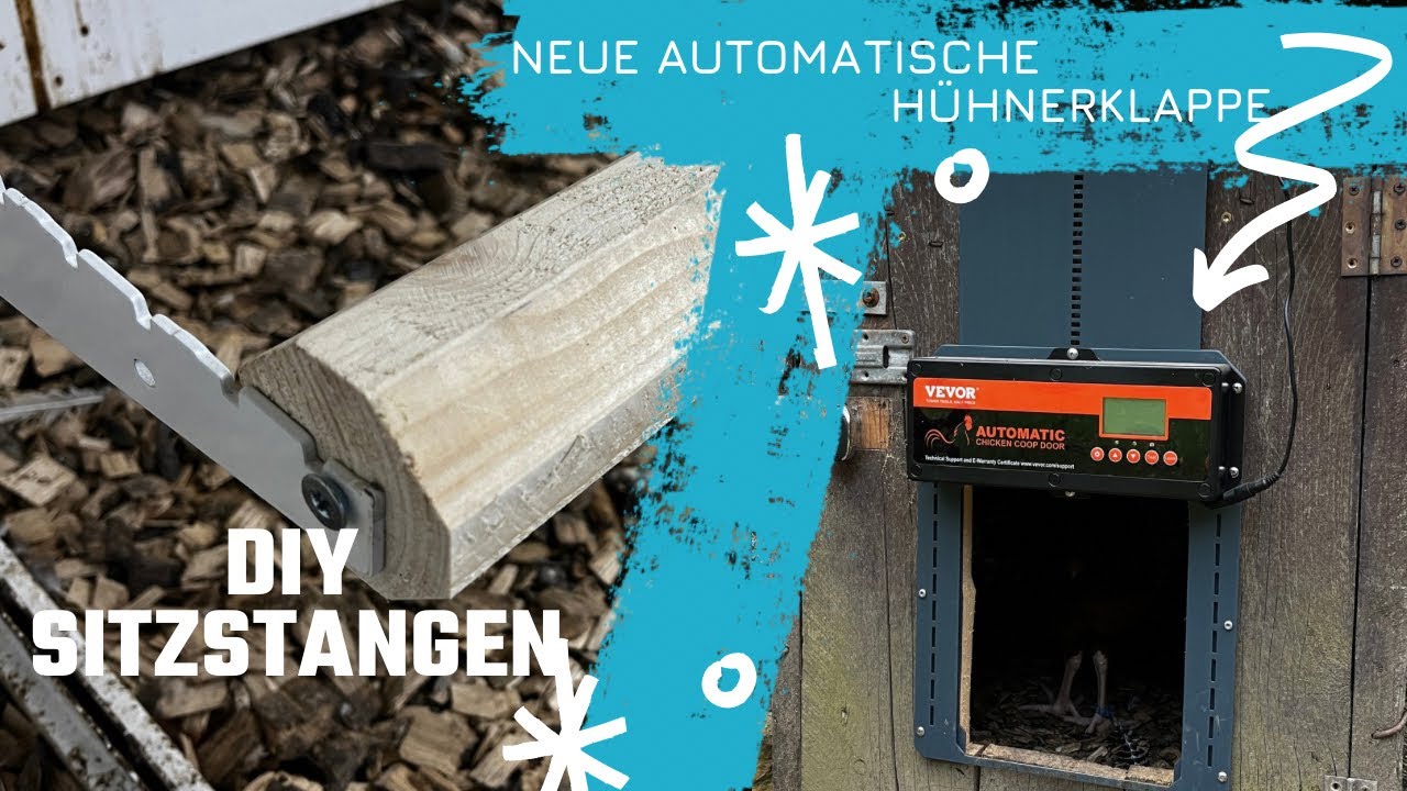 Sitzstangen & automatische Hühnerklappe für unsere Hühner 🐓
