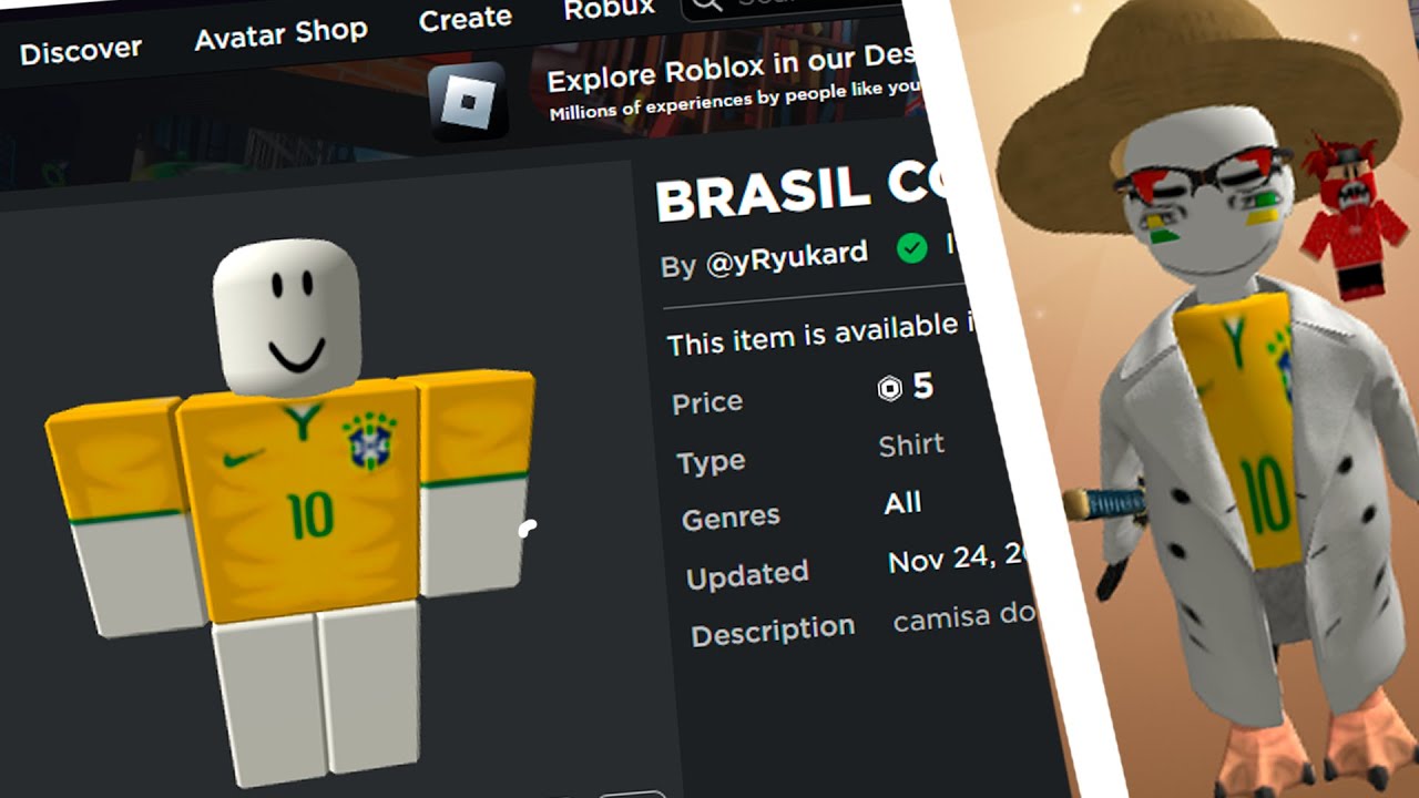 COMO FAZER 2 SKINS de GRAÇA do BRASIL PARA a COPA do MUNDO no ROBLOX!! 😱