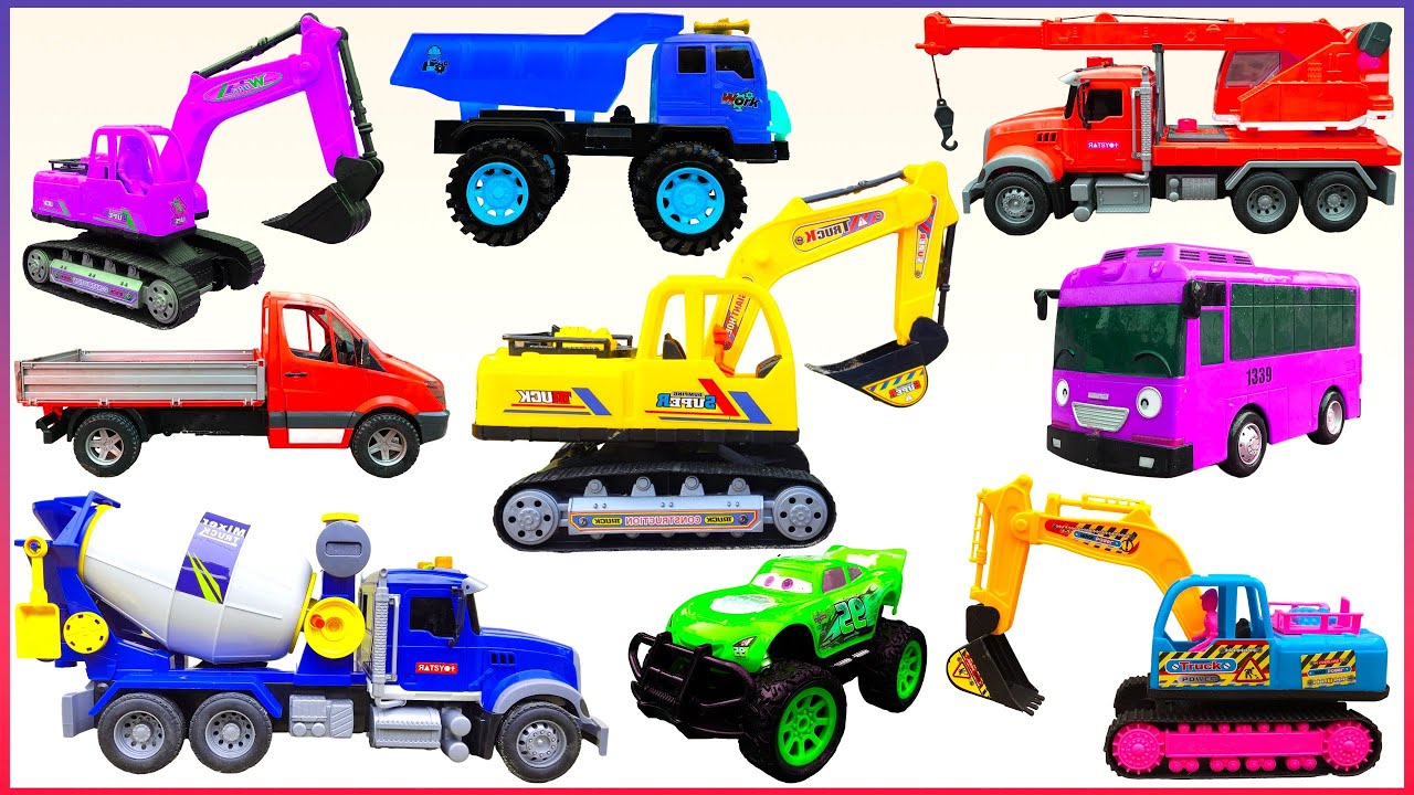 Đồ Chơi Ô Tô Cần Cẩu, Máy Xúc , xe lu, xe cứu thương, xe tải chở cát, máy xúc làm việc