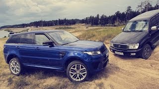 Range Rover Sport SVR и Land Cruiser 105 в песке.