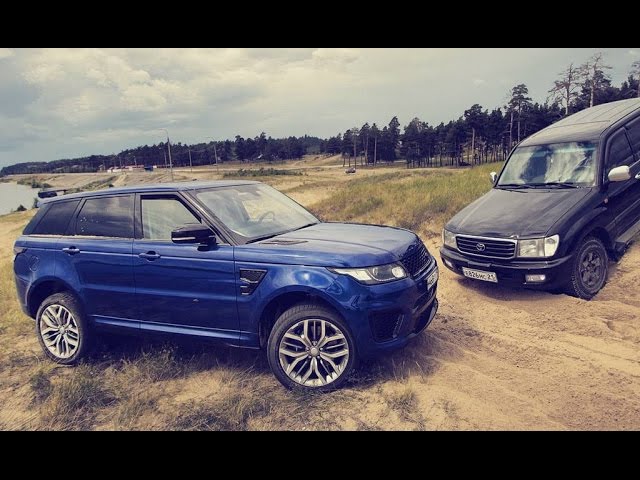 Range Rover Sport SVR и Land Cruiser 105 в песке.