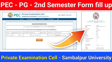 PEC Online Form fill up PG 2nd Semester Private Examination Cell  Sambalpur University || Amara Tech
